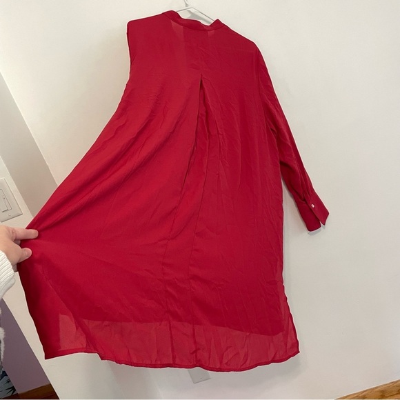 NEW NWT H&M Plus Size Red Pleated V-Neck Long Sleeve Shirt Dress Shift Dress 22 - Picture 16 of 16